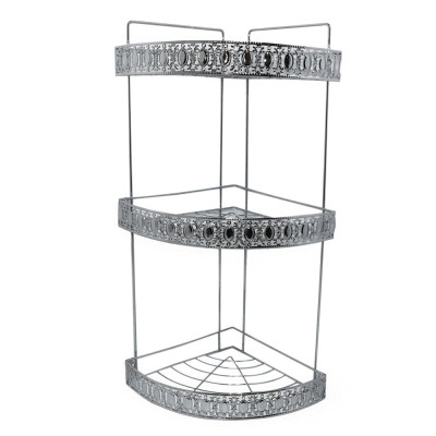 Полка металлическая для ванной 3-х ярусная 30,5*22,8*54,5 см угловая серебро Baizheng Полка металлическая для ванной 3-х ярусная 30,5*22,8*54,5 см угловая серебро Baizheng