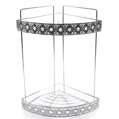 Полка металлическая для ванной 2-х ярусная 30,5*22,8*31,3 см угловая стальная Baizheng