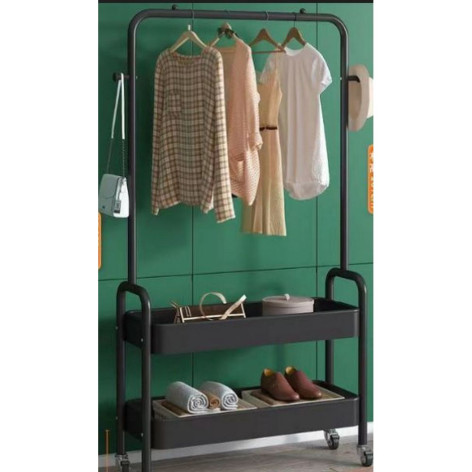 Вешалка металлическая гардеробная 160*68*30 см 2 полки микс Baizheng