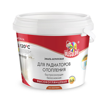 Эмаль акр.для радиаторов отопления высокоглянцевая 1,0кг (6) АКЦИЯ OLECOLOR