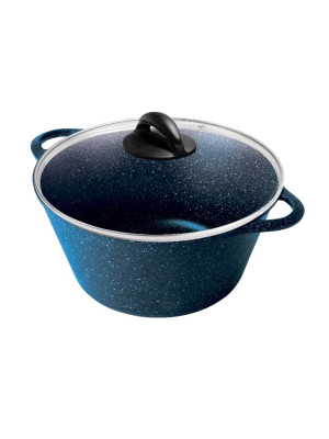 Кастрюля алюминиевая  3 л стекл крышка под упак Сияние Blue Горница