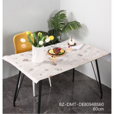 Клеенка силиконовая 0,6*20 м 0,6 мм бежево-серые розы на нежно-розовом Baizheng