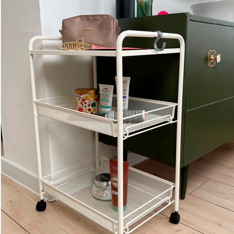 Фото Этажерка металлическая 3-х ярусная 45*30*65 см белая Ладья 33 КС ЗМИ