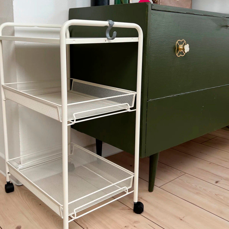 Картинка Этажерка металлическая 3-х ярусная 45*30*65 см белая Ладья 33 КС ЗМИ