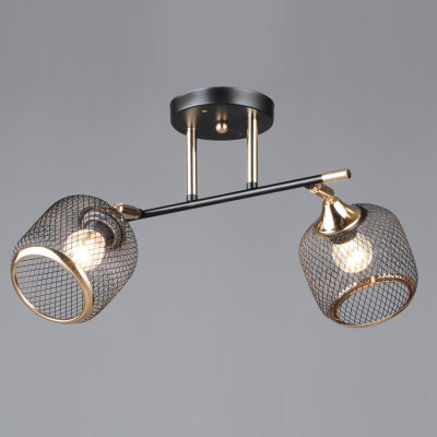 Люстра 2 плафона 47*26*23 см Е27 60Вт 9м2 плафон металл черный золото Baizheng