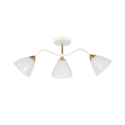 Люстра 3 плафона 64*13,5*23 см Е27 60Вт 12 м2 плафон стекло бело-золотой Baizheng