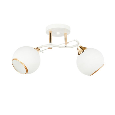 Люстра 2 плафона 48*20*24 см Е27 60Вт 9м2 плафон стекло бело-золотой Baizheng