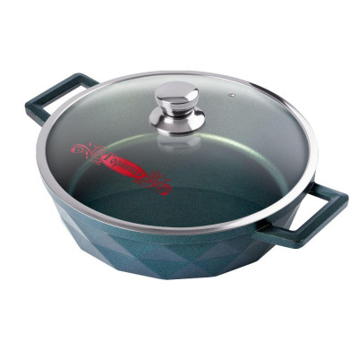 Жаровня алюминиевая 26*7 см 3 л стекл/крышка под упак БРИЛЛИАНТ GREEN NOVA Горница