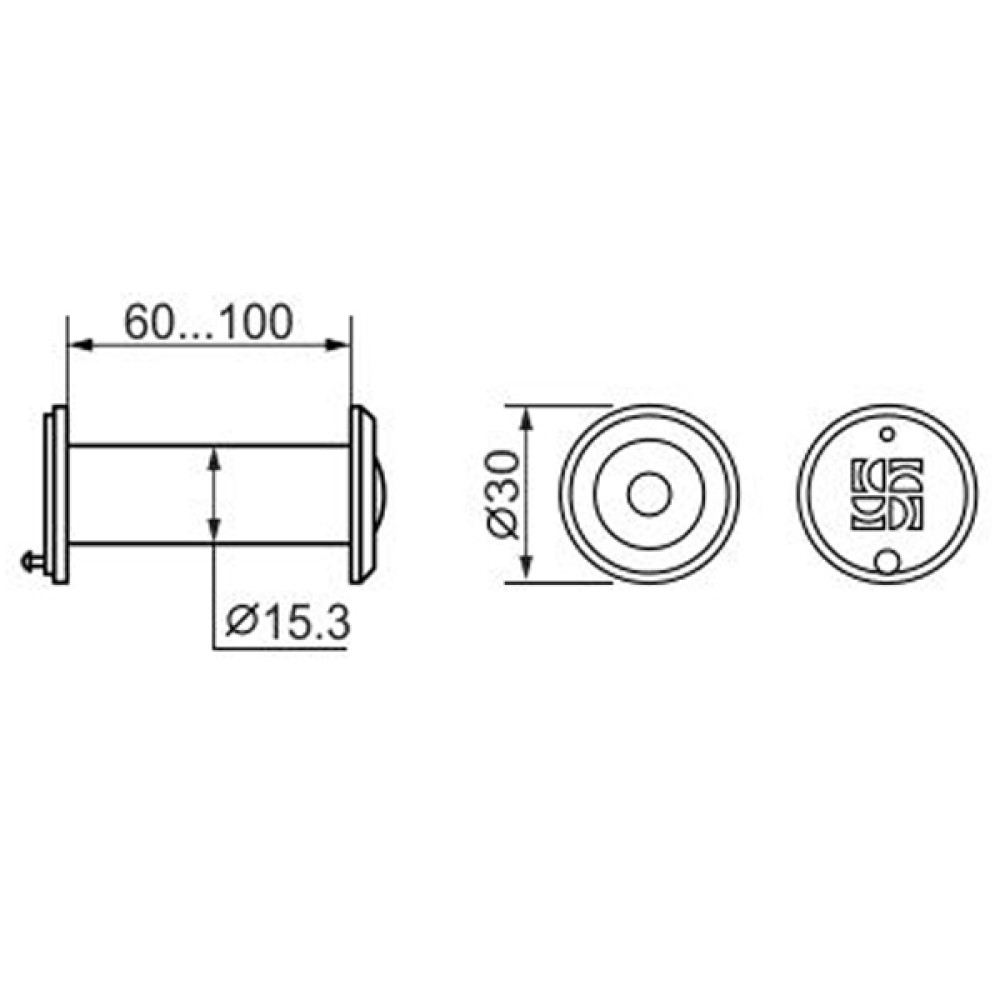 Глазок дверной DVZ2 16/200/60х100 (оптика пластика, угол обз.200) СР Хром