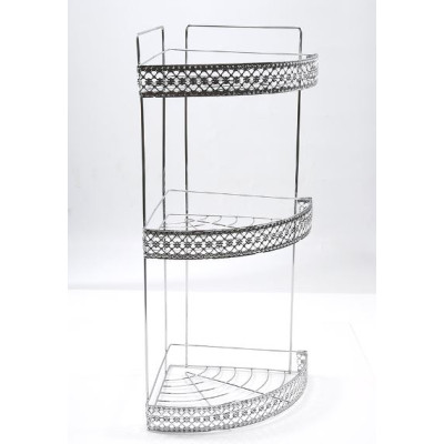 Полка металлическая для ванной 3-х ярусная 21*21*57,5 см угловая серебро Baizheng Полка металлическая для ванной 3-х ярусная 21*21*57,5 см угловая серебро Baizheng