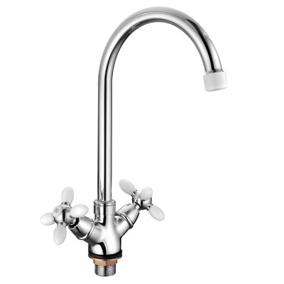 Смеситель Accoona для кухни махов. под гайку крест белый (10) A4582G