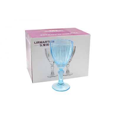 Набор стеклянный бокалов 6 пр 200 мл  голубое стекло 82182