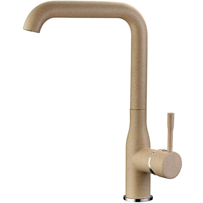 Смеситель для кухни однорыч. 35мм на шпильке излив высокий Латунь Бежевый Ledeme L4698M