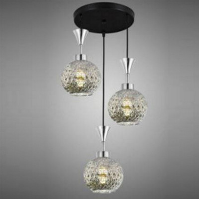 Люстра кухонная 3 плафона 34,5*100 см Е27 60Вт 12м2 хром черный Baizheng