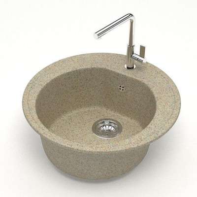 Мойка кухонная гранитная 3/Q5 песочная (кругл) Карельский камень 513*513*191мм Мойка кухонная гранитная 3/Q5 песочная (кругл) Карельский камень 513*513*191мм