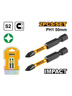 Бита PH1 50мм, ударная, магнитная, 2 шт, INGCO SDBIM71PH150 INDUSTRIAL Бита PH1 50мм, ударная, магнитная, 2 шт, INGCO SDBIM71PH150 INDUSTRIAL