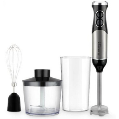 Блендерный набор  800 Вт погруж часть нерж сталь чаша пласт 0,7 л 5 скор черный Brayer