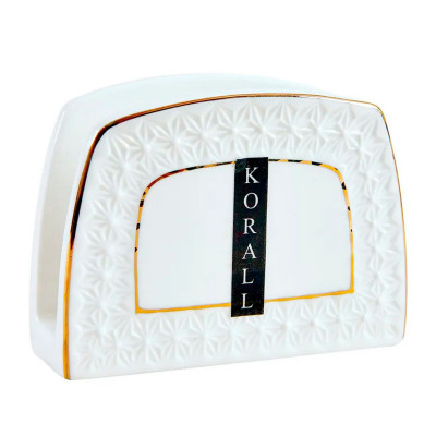 Салфетница керамическая 10 см бело-золотой Снежная королева Коралл