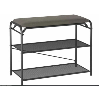 Подставка металлическая для обуви 3-х ярусная 65*30*50 сиденье нубук черный Гранада 23_НБК ЗМИ Подставка металлическая для обуви 3-х ярусная 65*30*50 сиденье нубук черный Гранада 23_НБК ЗМИ