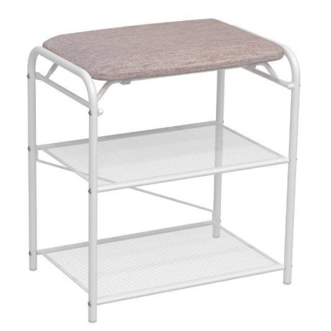 Подставка металлическая для обуви 3-х ярусная 45*30*50 см сиденье белый Гранада 13_НБК ЗМИ
