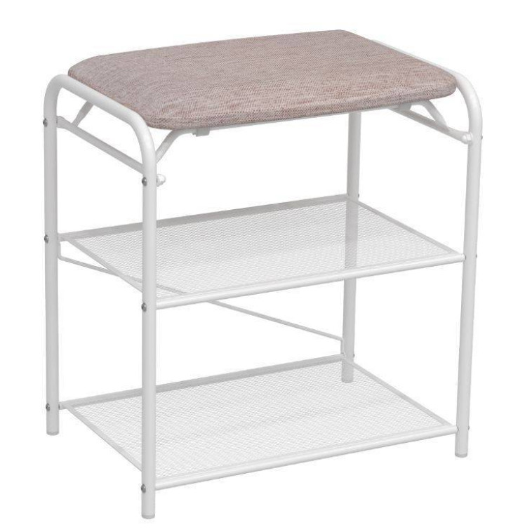 Подставка металлическая для обуви 3-х ярусная 45*30*50 см сиденье белый Гранада 13_НБК ЗМИ
