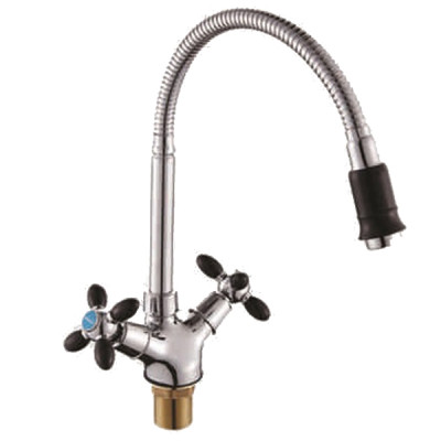 Смеситель DIKALAN для кухни махов. гайка. гусак гофр. черные (12) D5871-7/5971-7