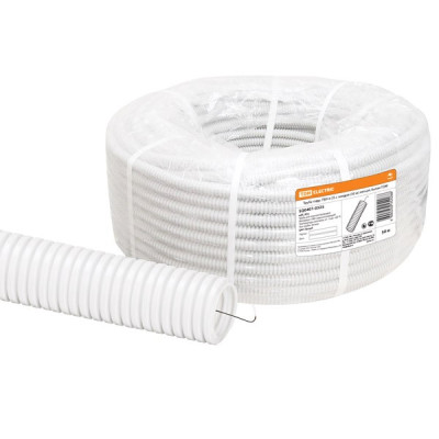 Труба гофрированная ПВХ d25 белая с зондом (50м) TDM