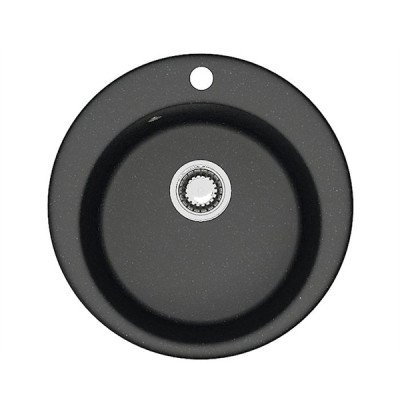 Мойка кухонная гранитная 30/Q4 черная (кругл) Карельский камень 475х475х180мм Мойка кухонная гранитная 30/Q4 черная (кругл) Карельский камень 475х475х180мм