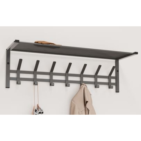 Вешалка металлическая настенная  88,5*27*27 см 7 крючков с полкой графит Торонто 31 ЗМИ