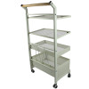 Мини изображение Этажерка металлическая 3-х ярусная 42*32*90 см на колесах белый Тележка Baizheng