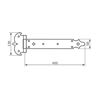 Петля стрела фигурная ПС-400 мод.4 кованая серия СУЗДАЛЬ черный (10) D
