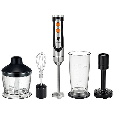 Блендерный набор 240 Вт погр нерж сталь насад кар пюре чаш пласт 0,5 л 2 скор LE-1717 Leonord
