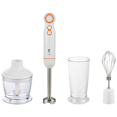Блендерный набор 240 Вт погруж часть нерж сталь чаша пласт 0,5 л 2 скор белый LE-1722 Leonord