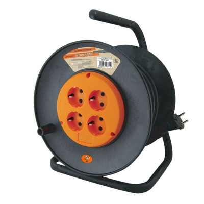 Удлинитель на катушке силовой 4 гнезда ПВС 3500 Вт с/з, 50м TDM