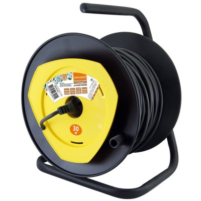 Удлинитель на катушке силовой народный с 1 выносной роз. ПВС 2200 Вт с/з, 30м