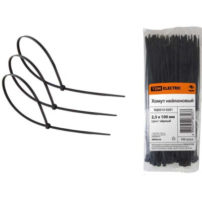 Хомуты нейлоновые 100*2,5мм черные TDM