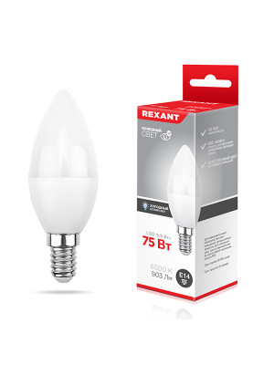 Лампа светодиодная E14  9,5 Вт 6500 K свеча 903 лм Rexant