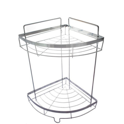 Полка металлическая для ванной 2-х ярусная 22*22*39 см угловая подвесная серый JB Baizheng