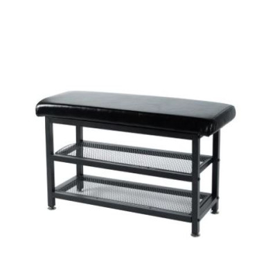 Банкетка металлическая 60*20*32 см черный сиденье Baizheng