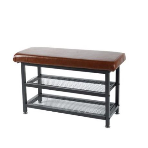 Банкетка металлическая 100*20*32 см черно-корич сиденье Baizheng