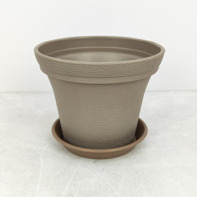 Горшок пластиковый 1,5 л 14,5*13,5*12 см с поддоном бежевый Baizheng