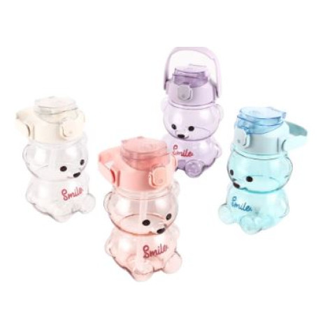 Бутылка пластиковая детская 1100 мл для воды ручка трубочка микс Baizheng