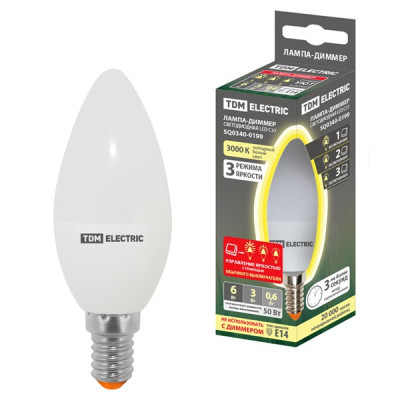 Лампа светодиодная Е14 6Вт 3000К С37 230В 