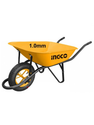 Тачка строительная INGCO 1 кол. 130л (65л), 130кг 4.00-8/пневмо,.корыто 1мм. HHWB64008
