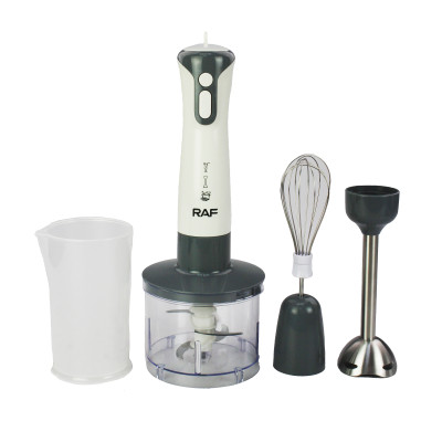 Блендерный набор 600 Вт погружная нерж сталь чаша пласт 0,6 л 3 насадки белый Raf