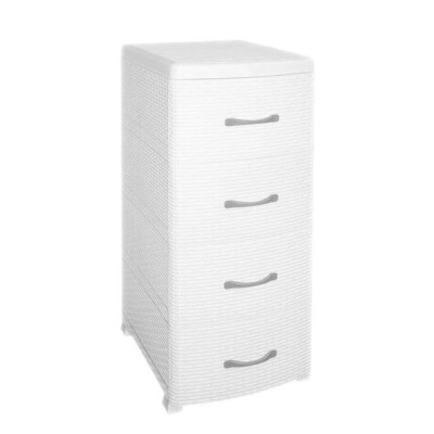 Комод пластиковый 4-х секционный 380*480*960 мм белый Ротанг Violet