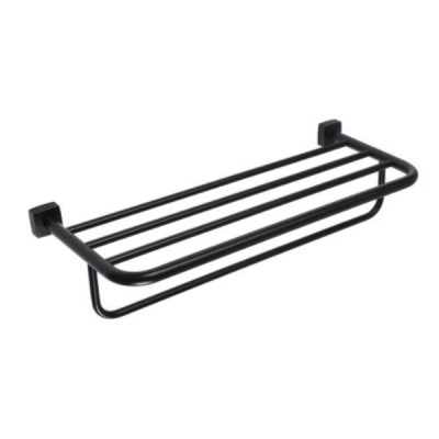 Полка металлическая с держателем для полотенец 12,8*25*60см черный BZ-KD25 (10) Baizheng