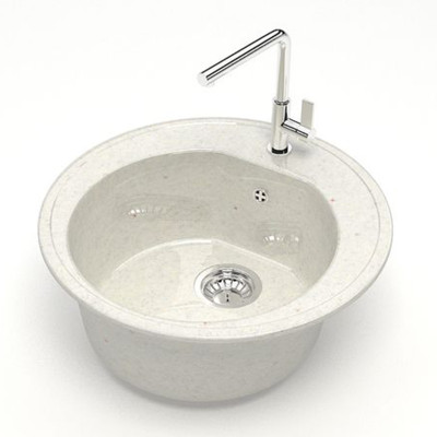 Мойка кухонная гранитная Z003 Черая хлопок (кругл) 513*513*191мм глянец