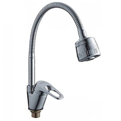 Смеситель DIKALAN для кухни однорыч. 35мм гайка гусак гофр. (12) D41E59