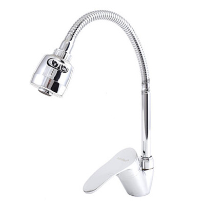 Смеситель DIKALAN для кухни однорыч. 35мм гайка гусак гофр. (12) D57E01